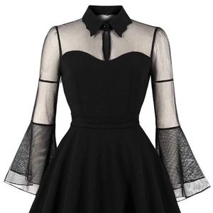 NWT Sexy Sheer Chiffon Mini Cocktail Little Black Formal A Line Dress